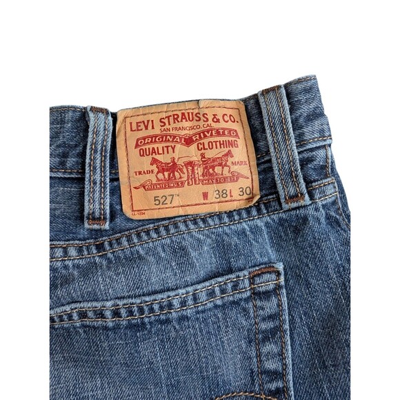 Levi's 527 Jeans Men's Blue Bootcut Denim Medium Wash Worn 38”x30” - Picture 4 of 10